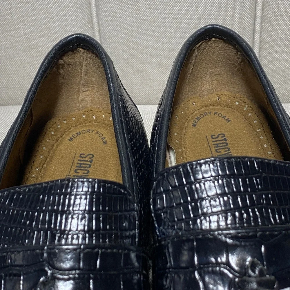 Stacy Adams Mens Black Exotic‎ Print Tassel Loafers Memory Foam Size 9M